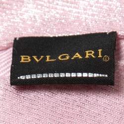 Pre Owned Bvlgari PInk Metallic Logomania Silk & Wool Stole