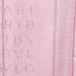 Pre Owned Bvlgari PInk Metallic Logomania Silk & Wool Stole