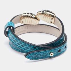 Bvlgari Double Serpenti Forever Green Karung Leather Wrap Bracelet
