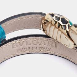 Bvlgari Double Serpenti Forever Green Karung Leather Wrap Bracelet