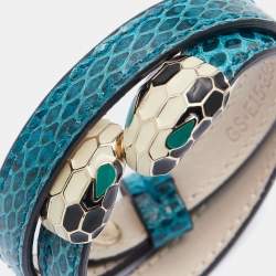 Bvlgari Double Serpenti Forever Green Karung Leather Wrap Bracelet