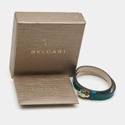 Bvlgari Serpenti Forever Green Leather Enamel Gold Tone Bracelet