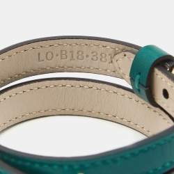 Bvlgari Serpenti Forever Green Leather Enamel Gold Tone Bracelet