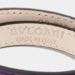 Bvlgari Serpenti Forever Purple Leather Enamel Gold Tone Bracelet