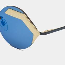 Pre Owned Bvlgari Blue/Gold Serpenti Round Sunglasses