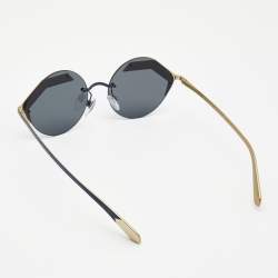 Pre Owned Bvlgari Blue/Gold Serpenti Round Sunglasses