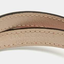 Pre Owned Bvlgari Serpenti Forever Leather Enamel Gold Tone Bracelet