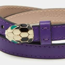 Bvlgari Purple Leather Serpenti Forever Wrap Bracelet