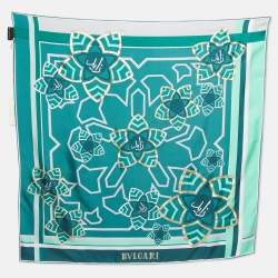 Tot Silk Monogram silk scarf in forest, Black