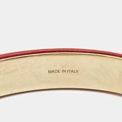 Bvlgari Bvlgari Interlocking Circles Leather Gold Tone Bracelet