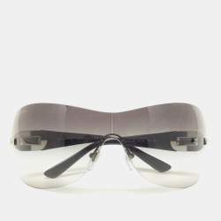 Pre Owned Bvlgari Black Gradient 6054-B Frameless Shield Sunglasses