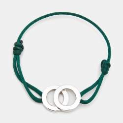 Bvlgari Bvlgari Interlocking Circles Sterling Silver Adjustable Cord Bracelet