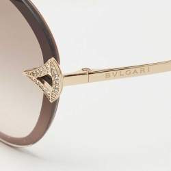 Pre Owned Bvlgari Brown Acetate 6101-B Gradient Round Sunglasses