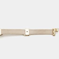 Pre Owned Bvlgari Interlocking Circles Leather Gold Tone Double Wrap Bracelet