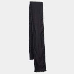 Pre Owned Bvlgari Black Logomania Silk Shawl