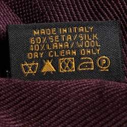 Pre Owned Bvlgari Dark Purple Logomania Silk & Wool Shawl