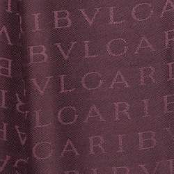 Pre Owned Bvlgari Dark Purple Logomania Silk & Wool Shawl