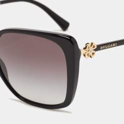 Pre Owned Bvlgari Black Gradient 8225-B Crystal Embellished Square Sunglasses