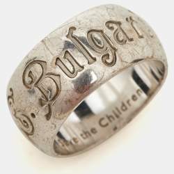 Pre Owned Bvlgari Save The Children Silver Band Ring Size 55