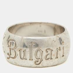Pre Owned Bvlgari Save The Children Silver Band Ring Size 55