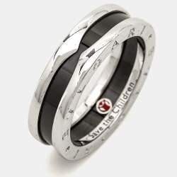 Pre Owned Bvlgari B.Zero1 Save the Children Ceramic Sterling Silver 1-Band Ring Size 63