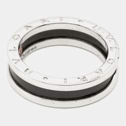 Pre Owned Bvlgari B.Zero1 Save the Children Ceramic Sterling Silver 1-Band Ring Size 63