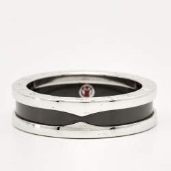 Pre Owned Bvlgari B.Zero1 Save the Children Ceramic Sterling Silver 1-Band Ring Size 63