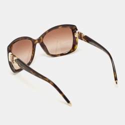 Pre Owned Bvlgari Green/Brown Tortoise Gradient 8133 Cat Eye Sunglasses