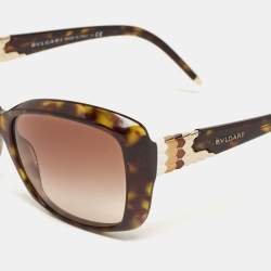 Pre Owned Bvlgari Green/Brown Tortoise Gradient 8133 Cat Eye Sunglasses
