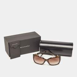 Pre Owned Bvlgari Green/Brown Tortoise Gradient 8133 Cat Eye Sunglasses