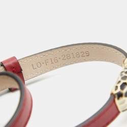 Pre Owned Bvlgari Serpenti Forever Leather Enamel Gold Tone Double Wrap Bracelet