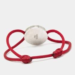 Pre Owned Bvlgari Red Enamel Sterling Silver Adjustable Cord Bracelet