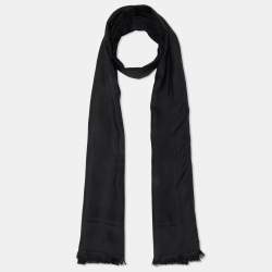 Bvlgari Black Logo Pattern Silk Stole 