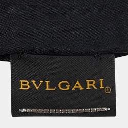 Pre Owned Bvlgari Black Logo Pattern Silk Stole