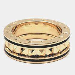 Bvlgari 18K Rose Gold & Ceramic Ceramic B.zero1 Rock Band Ring EU 51