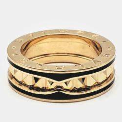 Bvlgari 18K Rose Gold & Ceramic Ceramic B.zero1 Rock Band Ring EU 51