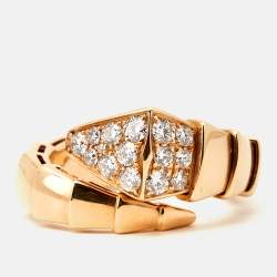 Bvlgari Serpenti Viper Diamond 18k Rose Gold Ring SIze 51