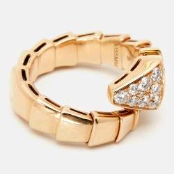 Bvlgari Serpenti Viper Diamond 18k Rose Gold Ring SIze 51