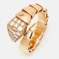 Bvlgari Serpenti Viper Diamond 18k Rose Gold Ring SIze 51