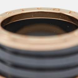 Pre Owned Bvlgari B.Zero1 4-Band Ceramic 18k Rose Gold Ring Size 56