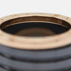 Pre Owned Bvlgari B.Zero1 4-Band Ceramic 18k Rose Gold Ring Size 56