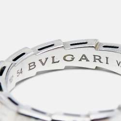Pre Owned Bvlgari Serpenti Viper18k White Gold Ring Size 54