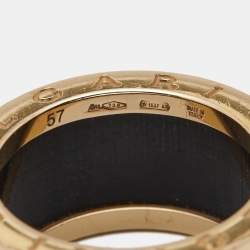 Pre Owned Bvlgari B.Zero1 Lapis Lazuli 18K Rose Gold Band Ring Size 57