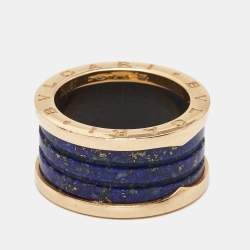 Pre Owned Bvlgari B.Zero1 Lapis Lazuli 18K Rose Gold Band Ring Size 57