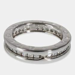 Bvlgari 18k White Gold and Diamond B.zero1 Band Ring EU 47