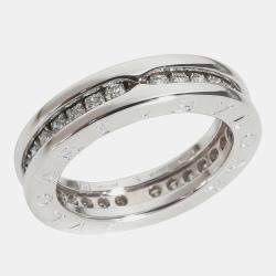 Bvlgari 18k White Gold and Diamond B.zero1 Band Ring EU 47