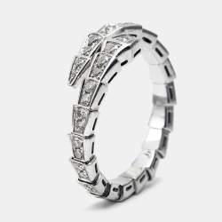 Bvlgari Serpenti Viper Diamonds 18k White Gold Ring Size 62