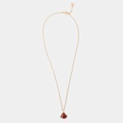 Pre Owned Bvlgari Divas' Dream Carnelian Diamond 18K Rose Gold Necklace