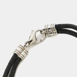 Pre Owned Bvlgari Tondo Cuore Heart 18k Yellow Gold Stainless Steel Cord Bracelet