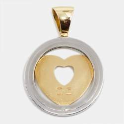 Pre Owned Bvlgari  Tondo Heart 18k Yellow Gold Stainless Steel Pendant